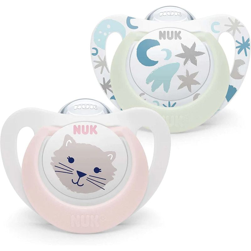 NUK Star Day & Night Silicone Soother (Assorted Designs)