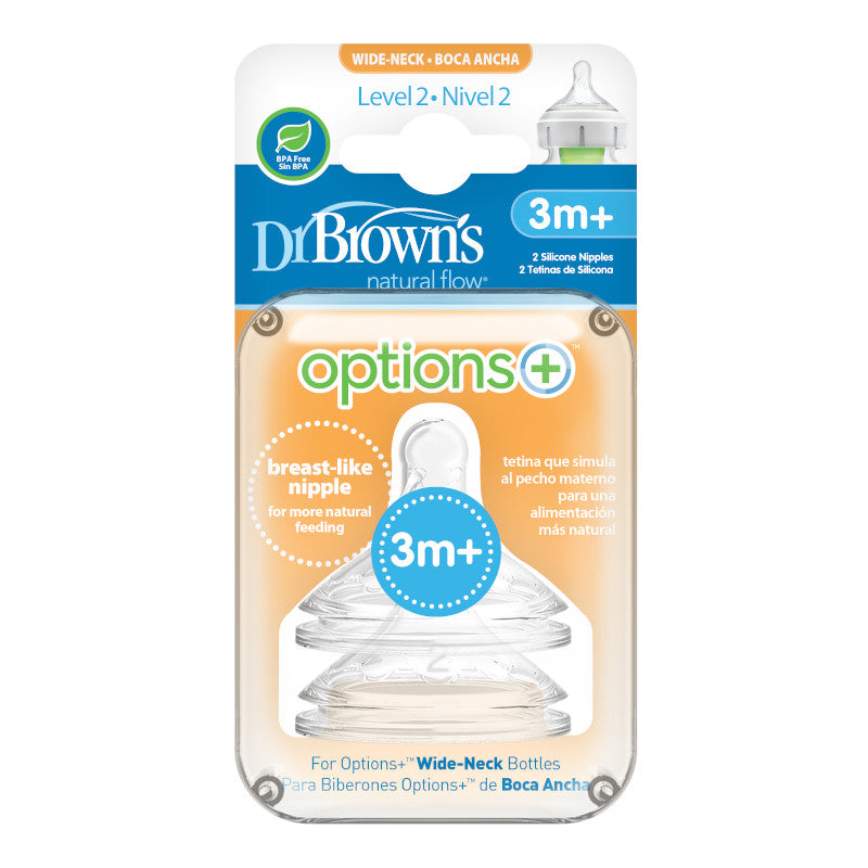Dr. Brown’s Wide-Neck Options+ Replacement Nipples (Assorted Designs)