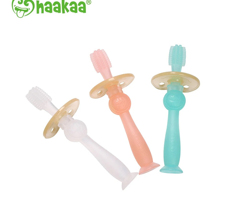 Haakaa 360° Silicone Toothbrush (Orange) | Little Baby.