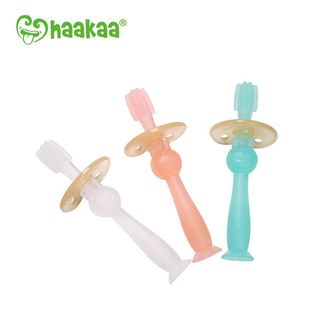 Haakaa 360° Silicone Toothbrush (Orange) | Little Baby.