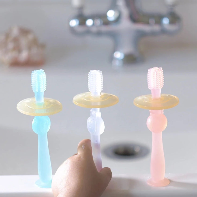 Haakaa 360° Silicone Toothbrush (Orange) | Little Baby.