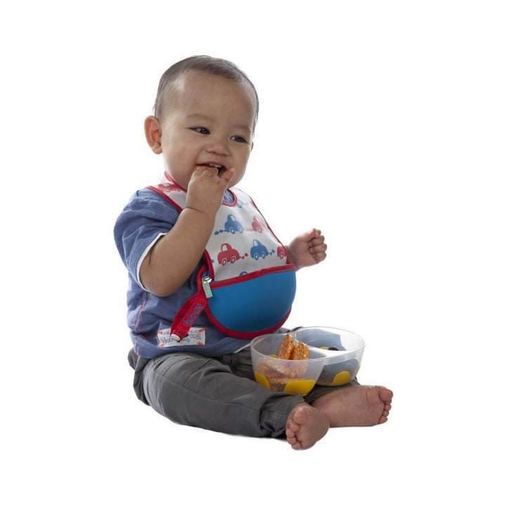 B.box Travel Bib w/ Baby Spoon (Beep Beep) | Little Baby.
