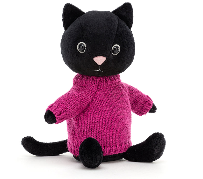JellyCat Knitten Kitten Fuschia - H22cm | Little Baby.