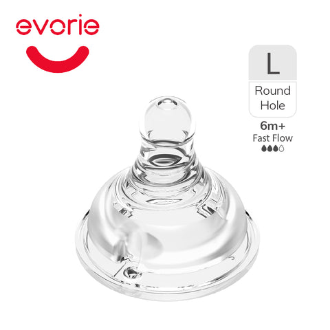 Evorie Twin Pack Peristaltic Teat for Wide-neck Baby Feeding Bottle (Sizes available)