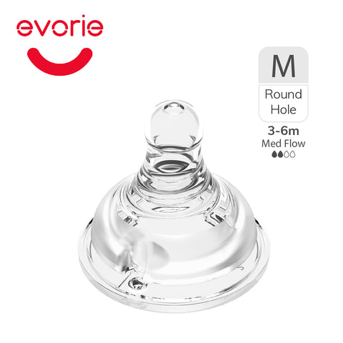 Evorie Twin Pack Peristaltic Teat for Wide-neck Baby Feeding Bottle (Sizes available)