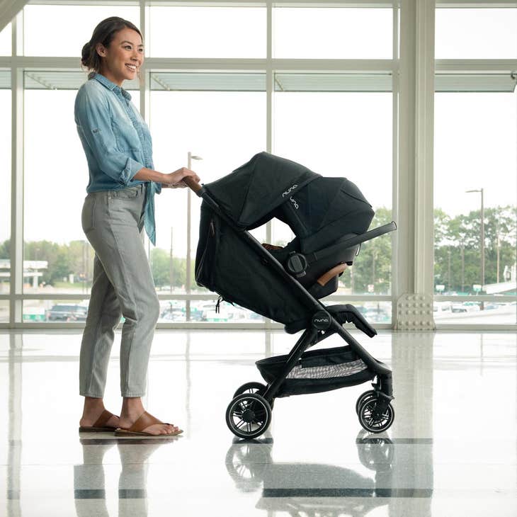 Nuna Trvl Stroller Caviar w rain cover travel bag Little Baby