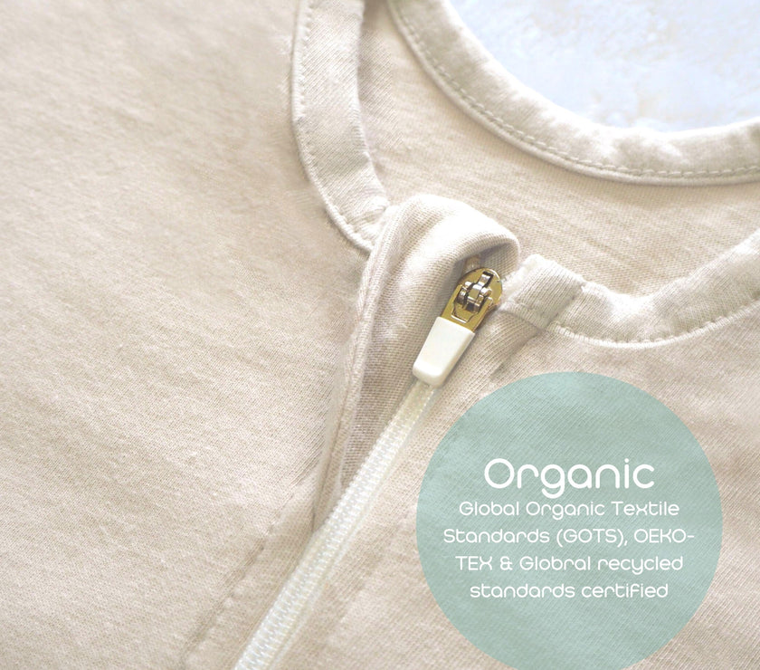 Singapore swaddle is organic GOTS and Oeko-tex certified suitable for eczema. organic zip swaddle