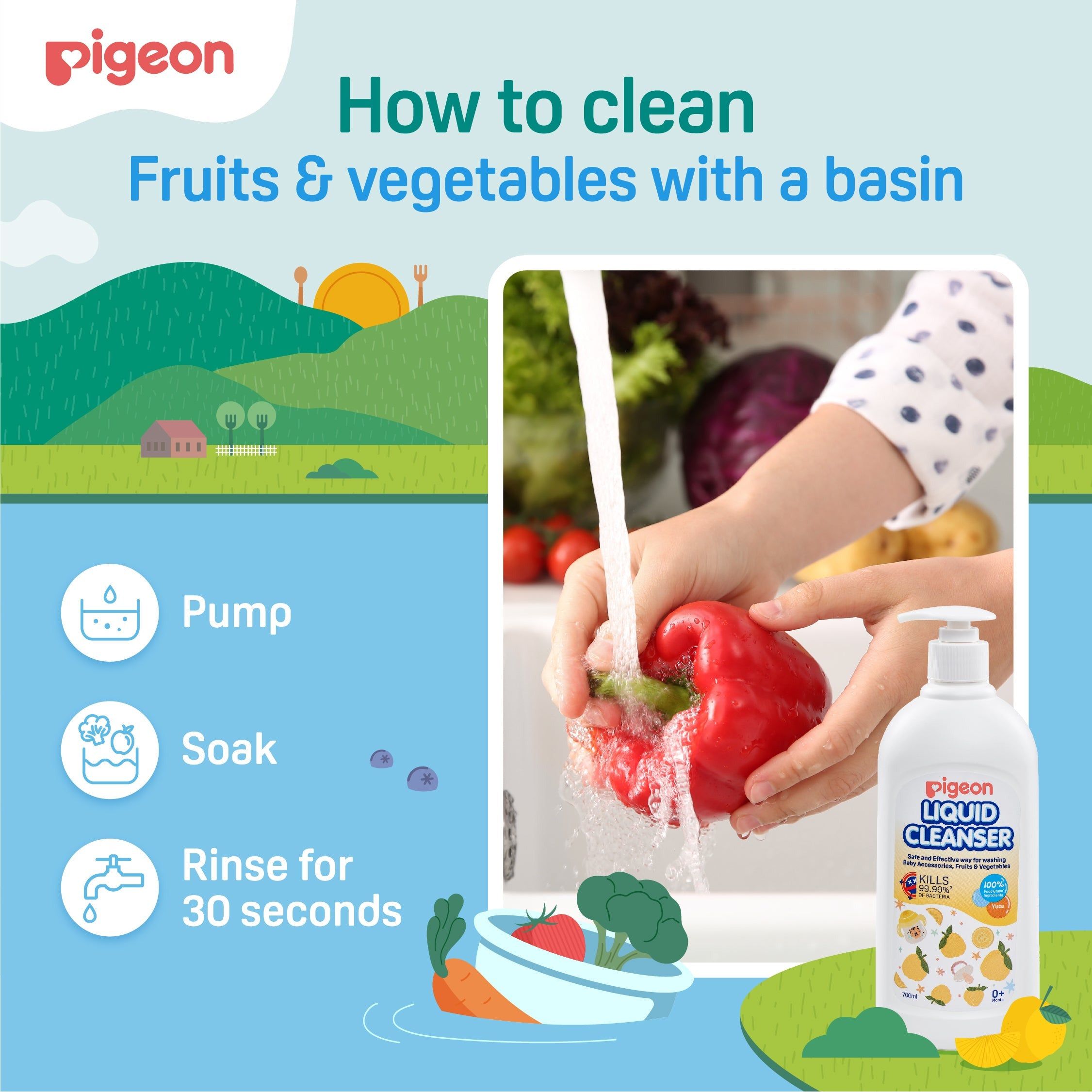 Pigeon Liquid Cleanser Yuzu 650ml Refill 2-in-1