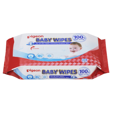 Pigeon Baby Wipes 100% Pure Water, 3 x 80 Sheets (Single Pack) | Little Baby.