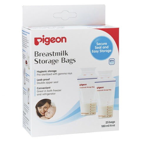 Pigeon Breastmilk Storage Bag 180ml/6oz - 25 Bags | Little Baby.