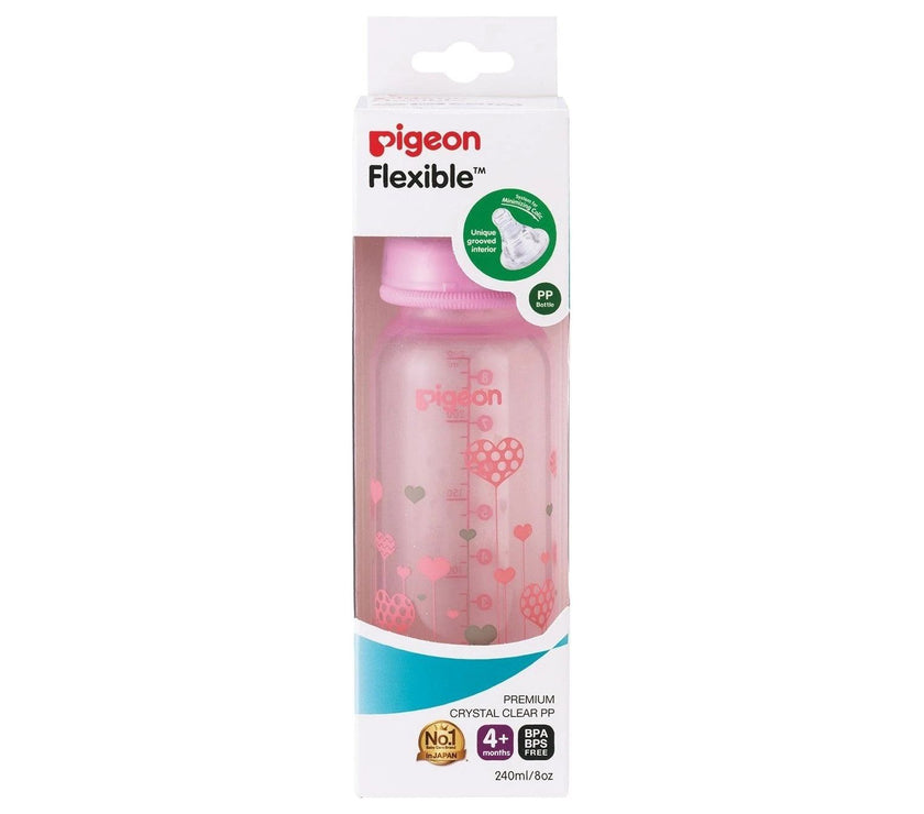 Pigeon Flexible Peristaltic Nipple Clear RPP 240ml-M-Pink | Little Baby.