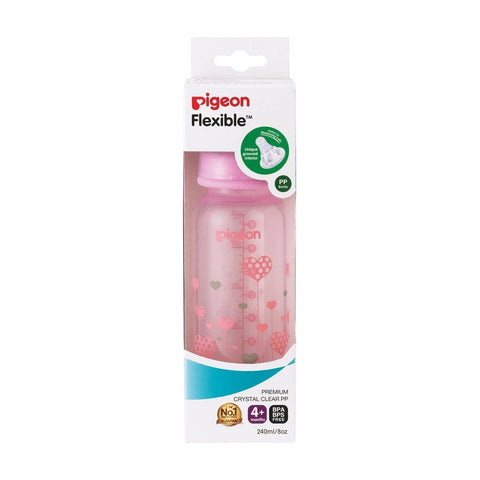 Pigeon Flexible Peristaltic Nipple Clear RPP 240ml-M-Pink | Little Baby.