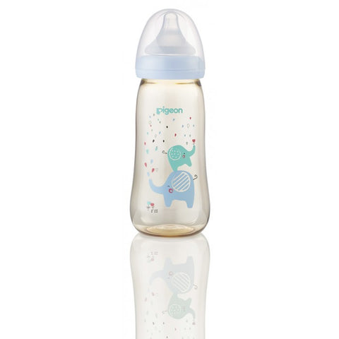 Pigeon SofTouch PPSU Nursing Bottle - 330ml (Blue Elephant) | Little Baby.