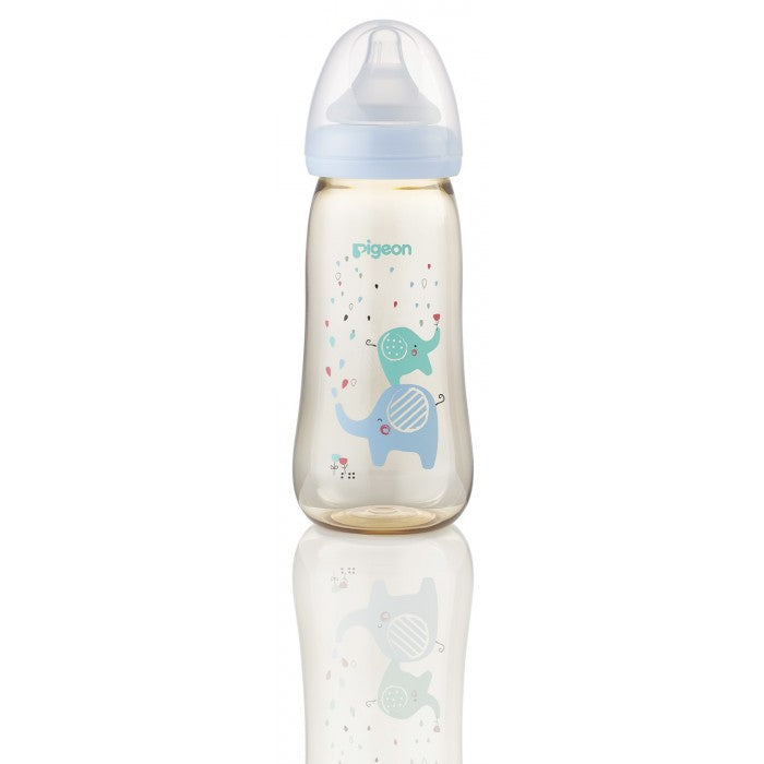 Pigeon SofTouch PPSU Nursing Bottle - 330ml (Blue Elephant) | Little Baby.