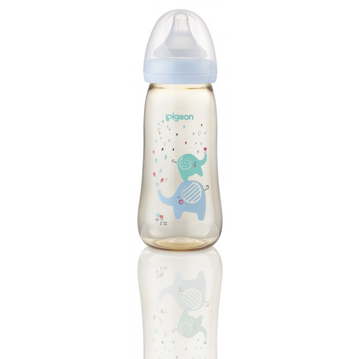 Pigeon SofTouch PPSU Nursing Bottle - 330ml (Blue Elephant) | Little Baby.