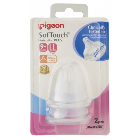 Pigeon SofTouch Peristaltic PLUS Nipple 2pc Blister Pack (LL Size - Y-Cut) | Little Baby.
