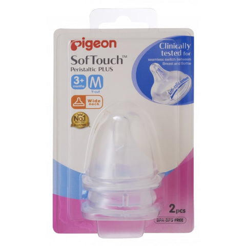 Pigeon SofTouch Peristaltic PLUS Nipple 2pc Blister Pack (M Size - Y-Cut) | Little Baby.