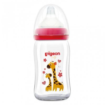 Pigeon Wide-Neck Softouch Glass Peristaltic Plus Nursing Bottle - 160ml (Giraffe) | Little Baby.
