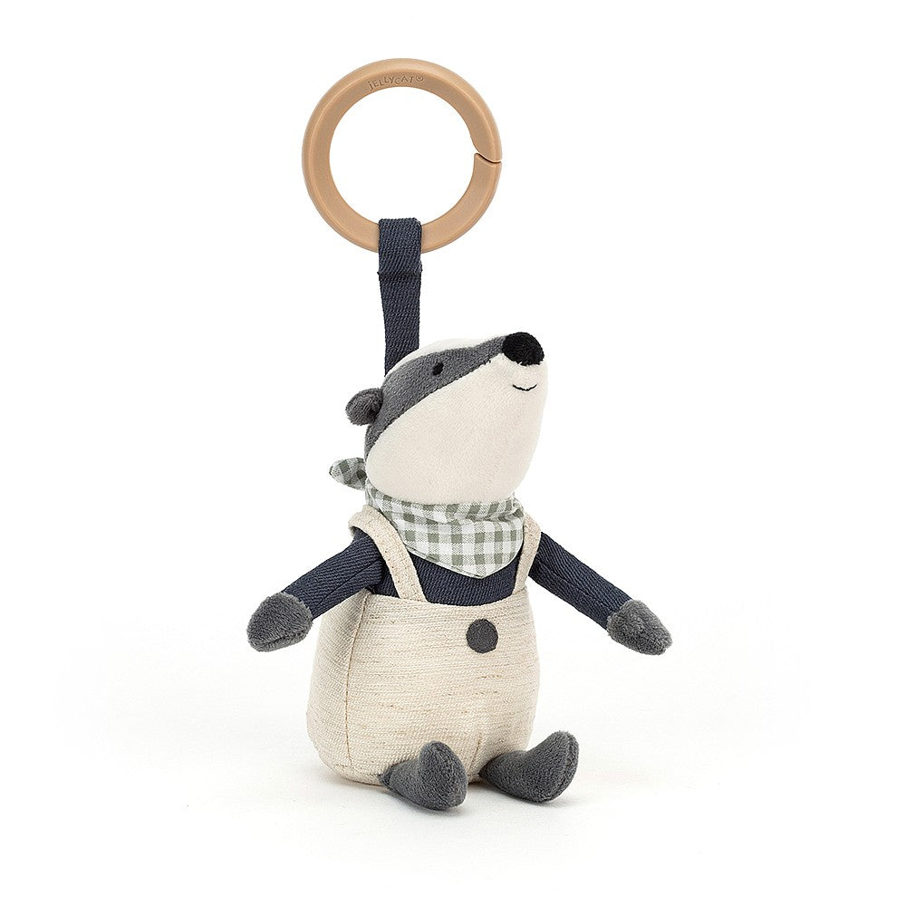 JellyCat Little Rambler Badger Rattle | Little Baby.