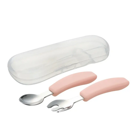 Richell T.L.I Stainless Steel Easy-Grip Spoon & Fork with Case