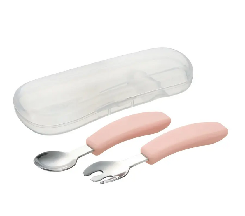 Richell T.L.I Stainless Steel Easy-Grip Spoon & Fork with Case
