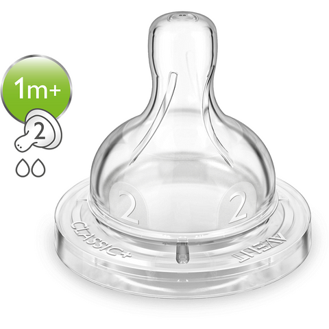 Philips Avent Classic Silicone Teats Slow Flow 1M+ SCF632/27 | Little Baby.