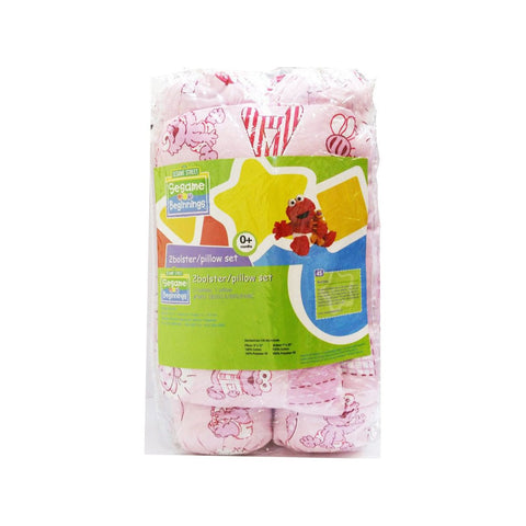 Sesame 2 Bolster & 1 Pillow Set - ABC Pink | Little Baby.