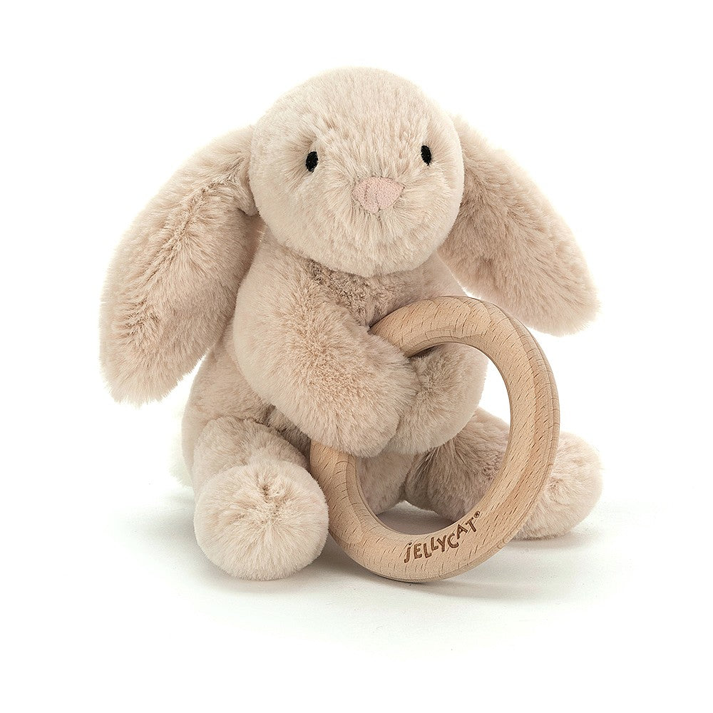 JellyCat Shooshu Bunny Wooden Ring Toy | Little Baby.