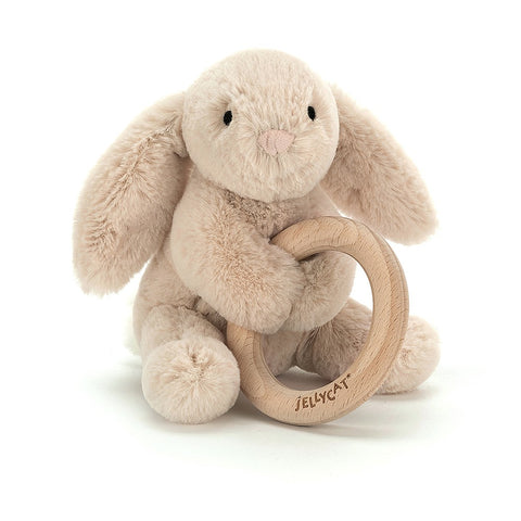 JellyCat Shooshu Bunny Wooden Ring Toy | Little Baby.