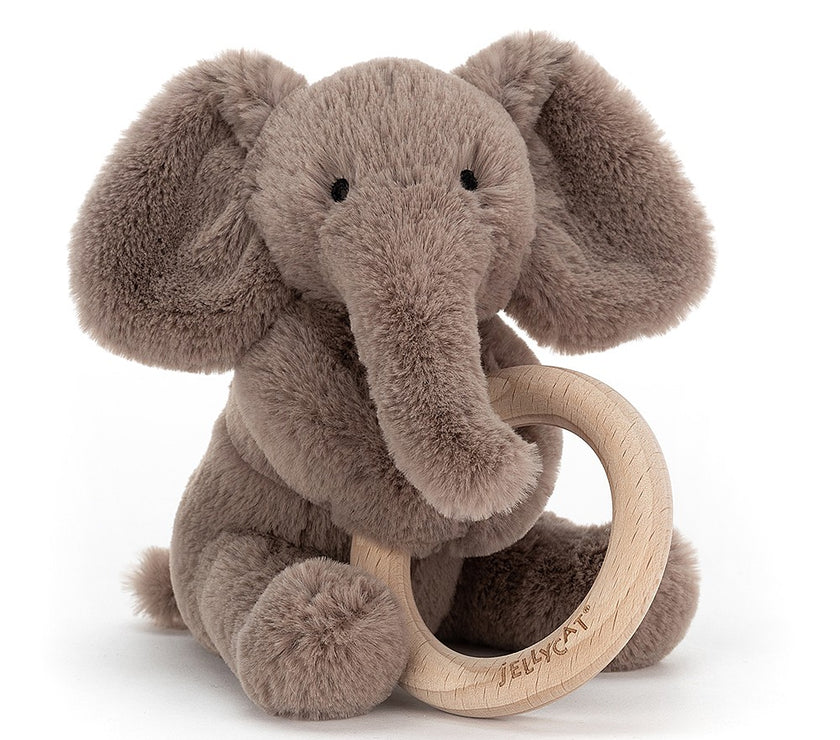 JellyCat Shooshu Elephant Wooden Ring Toy | Little Baby.