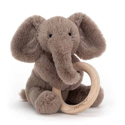 JellyCat Shooshu Elephant Wooden Ring Toy | Little Baby.