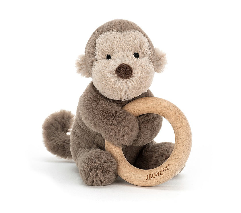 JellyCat Shooshu Monkey Wooden Ring Toy | Little Baby.
