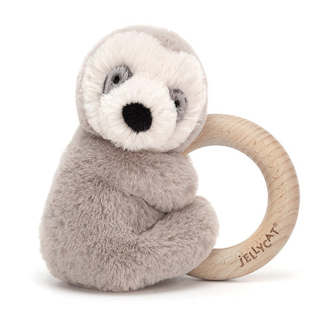JellyCat Shooshu Sloth Wooden Ring Toy | Little Baby.