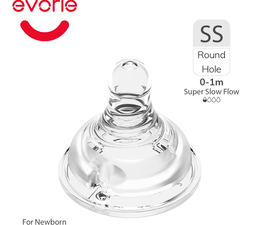 Evorie Twin Pack Peristaltic Teat for Wide-neck Baby Feeding Bottle (Sizes available)