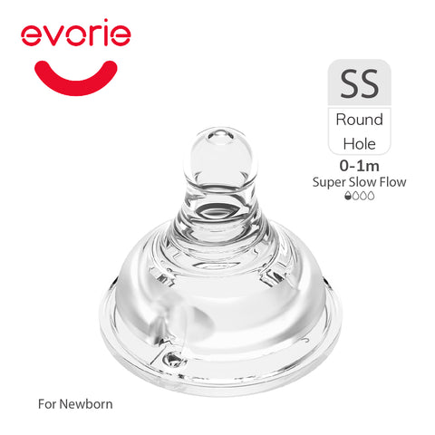 Evorie Twin Pack Peristaltic Teat for Wide-neck Baby Feeding Bottle (Sizes available)