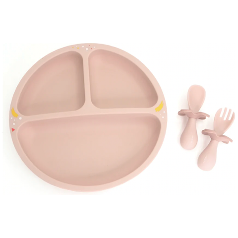 Oribel Baby Plate Fork & Spoon - Grapefruit Pink