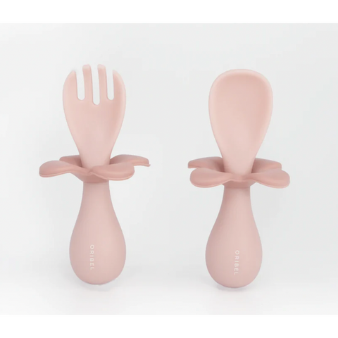 Oribel Baby Plate Fork & Spoon - Grapefruit Pink