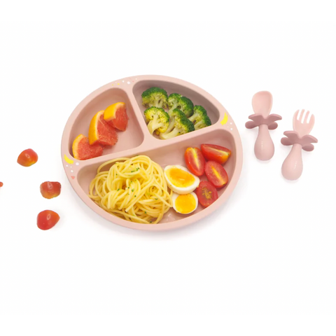 Oribel Baby Plate Fork & Spoon - Grapefruit Pink