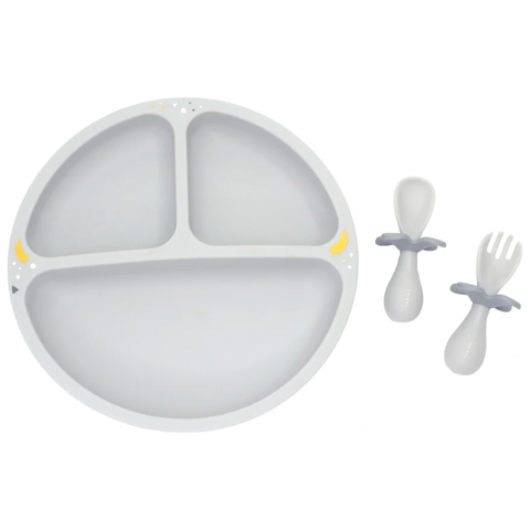 Oribel Baby Plate Fork & Spoon - Earl Grey