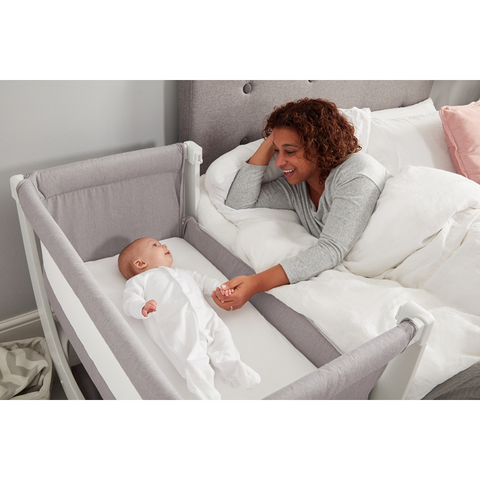 Shnuggle Air Bedside Crib - Stone Grey | Little Baby.