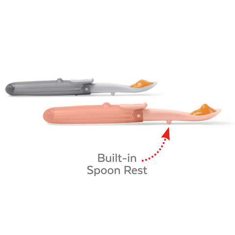 Skip Hop Easy-Fold Travel Spoons - Grey/Soft Coral | Little Baby.