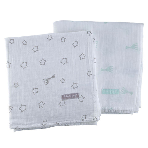 Sophie la girafe Set of 2 Large Swaddles | Little Baby.