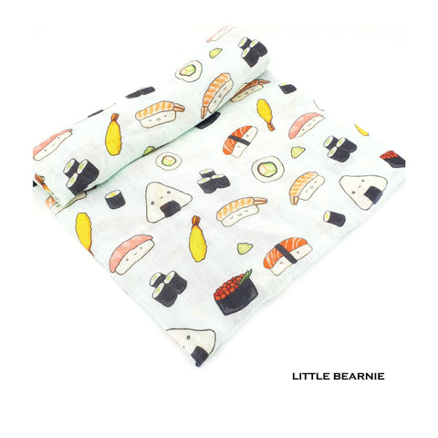 Loulou LOLLIPOP Swaddle / Baby Blanket - Sushi Love Design | Little Baby.
