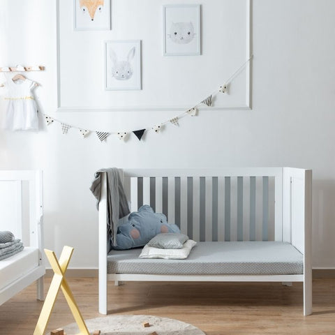 Little kBaby Convertible Baby Cot - White / Grey (w/ Free Gifts)