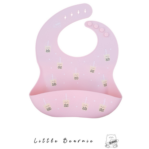 Little Bearnie Silicone Bib - Boba (Pink) | Little Baby.