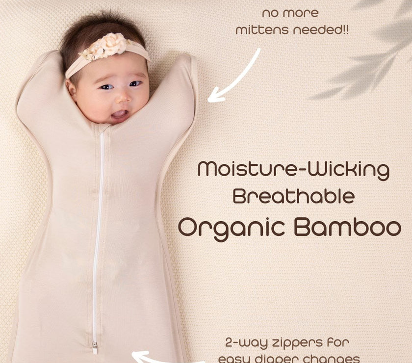 Elly Milley Signature Organic Bamboo Zip Baby Swaddle, Baby Sleeping Bag