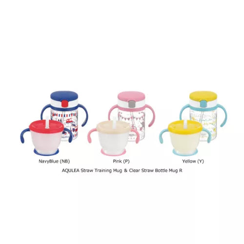 Richell AQULEA Straw Training Mug ＆ Clear Straw Bottle Mug Set