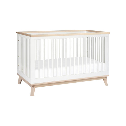 Babyletto Scoot 3-in-1 Convertible Crib with Toddler Bed Conversion Kit (White/Washed) | Little Baby.