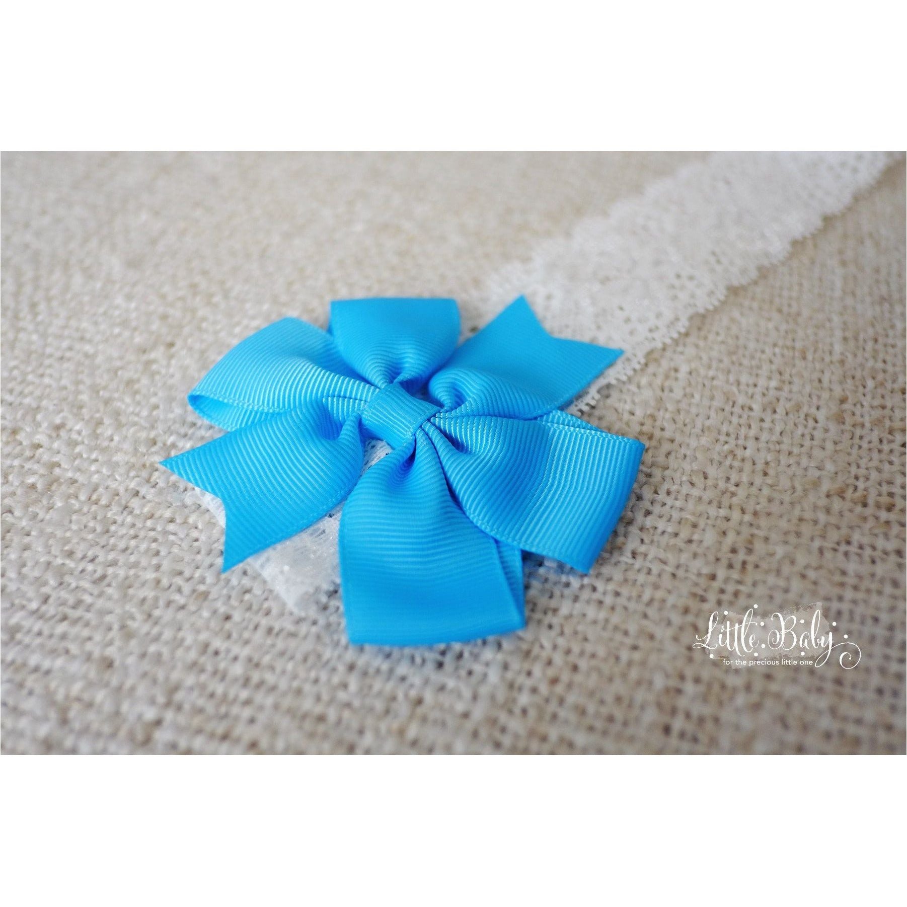 Little Em's Headband A6- Blue On White | Little Baby.