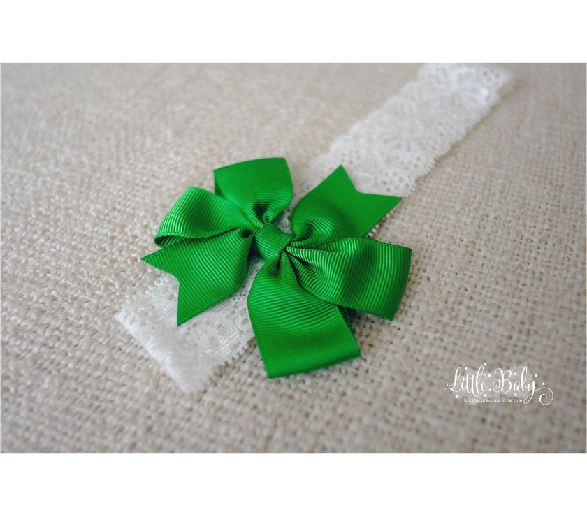 Little Em's Headband A6- Green On White | Little Baby.